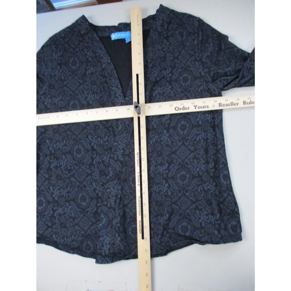 Fresh Produce Top Small Womens Cardigan Open Front Floral Blue Black Casual - Picture 8 of 13